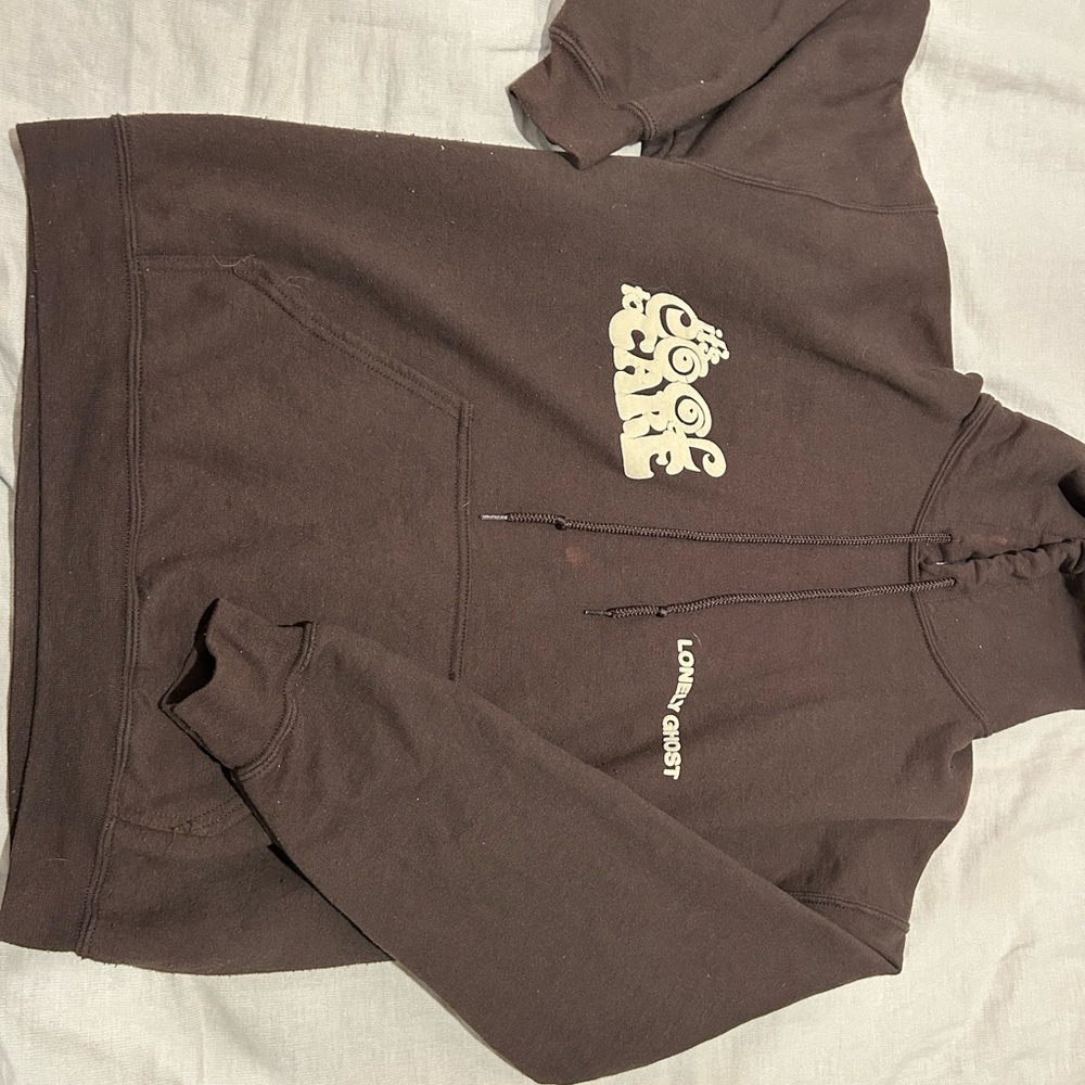 Lonely Ghost Kids Brown Hoodie with Cream Accents